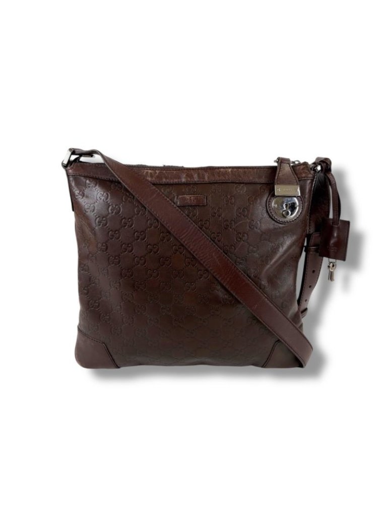 Gucci Shoulder Bag Dark Brown Sima Leather Crossbody